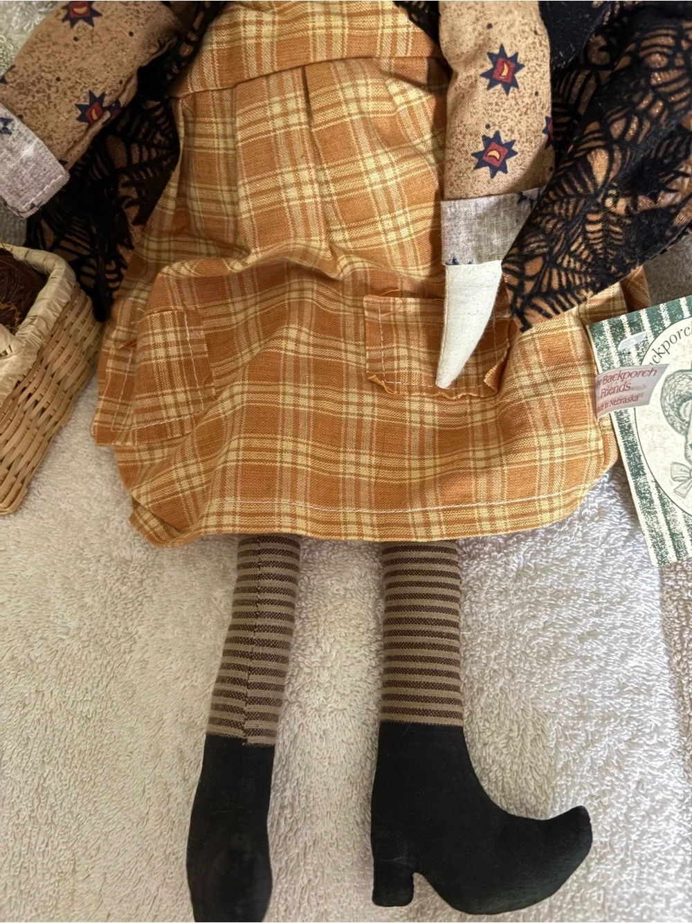 Back Porch Friends Collectible Witch with  basket, cobweb cape, & nice details.